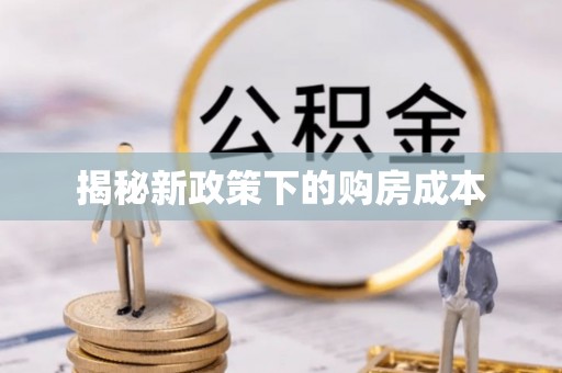 聂荣揭秘新政策下的购房成本