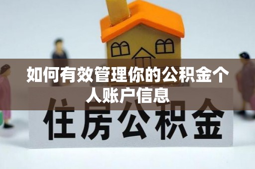 聂荣如何有效管理你的公积金个人账户信息
